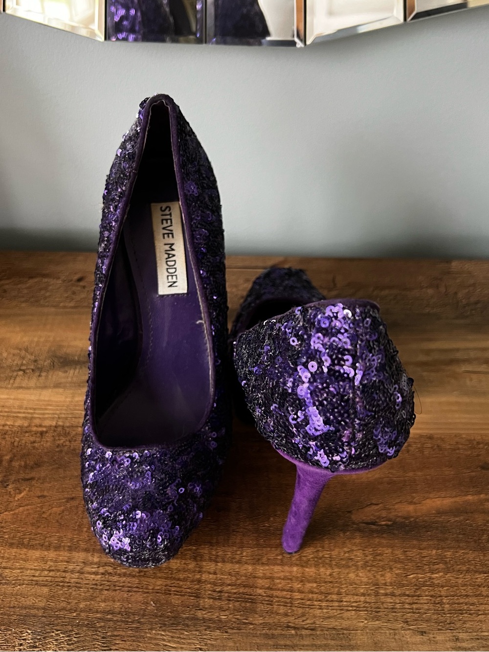 Steve Madden Purple Sequin Platform Pumps